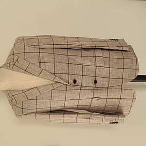 Durban light brown checkered light weight wool/linen blazer